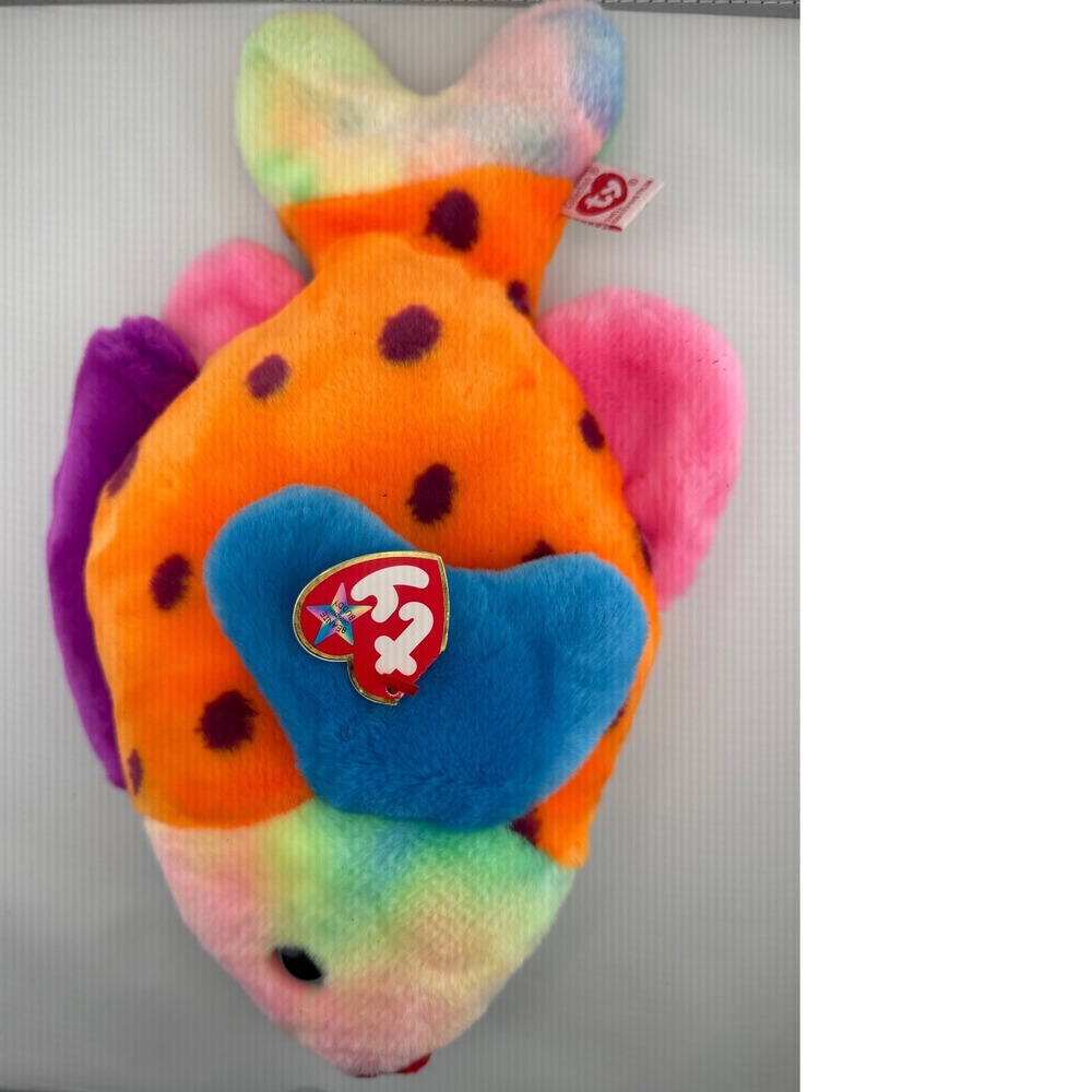 Ty Beanie Buddy Lips the Fish 1999 Multi Color Tropical Plush Toy 9308